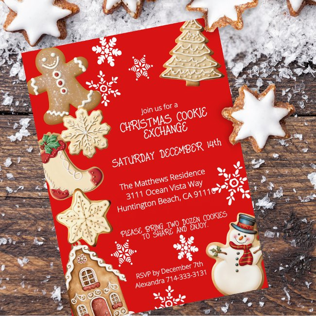 Cute Christmas Cookie Exchange Party Invitation