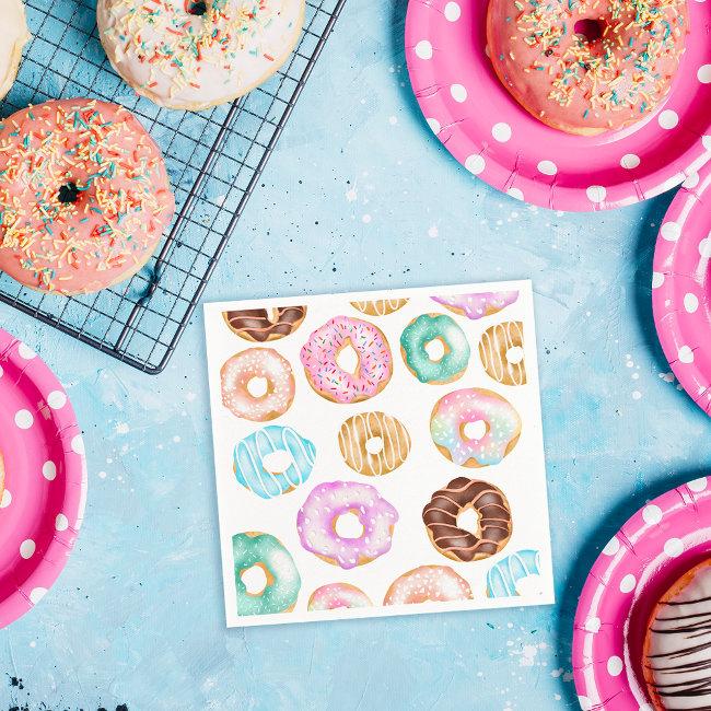 Cute Desert Sweet Donuts Illustration Pattern Napkins