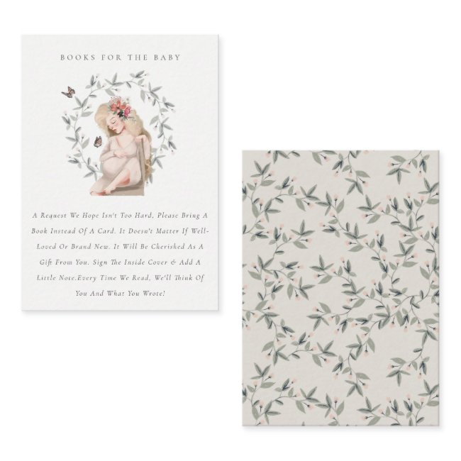 Cute Expectant Women Foliage Books For Baby Shower Enclosure Invitations