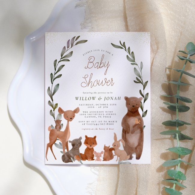 Cute Forest Friends & Greenery Budget Baby Shower