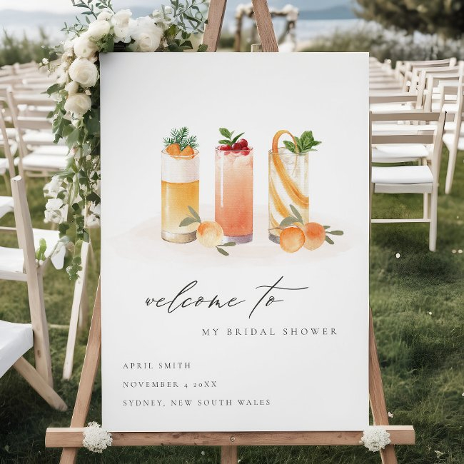 Cute Fruit Cocktail Orange Bridal Shower Invite Foam Board