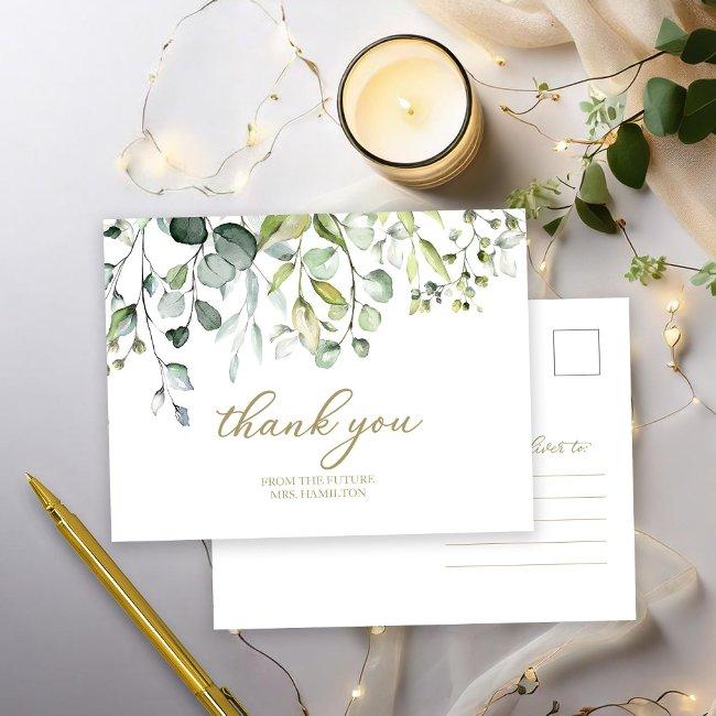 Cute Greenery Eucalyptus Bridal Shower Thank You Postinvitations