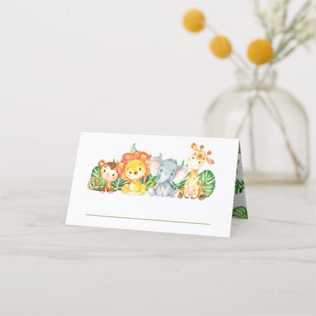 Cute Jungle Animals Safari 1st Birthday Greenery Place Invitations