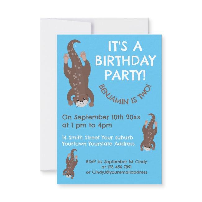 Cute Otter Personalized Cartoon Birthday Invitation