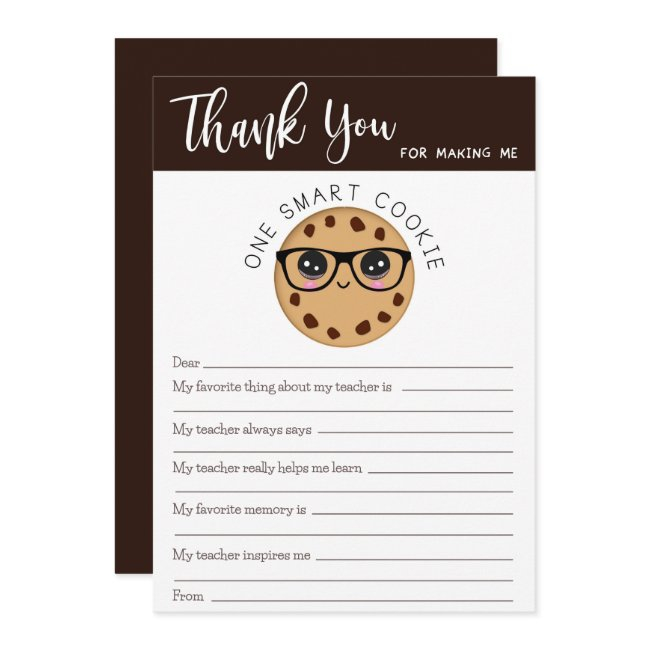 Cute Smart Cookie Teacher Thank You Letter Invitations
