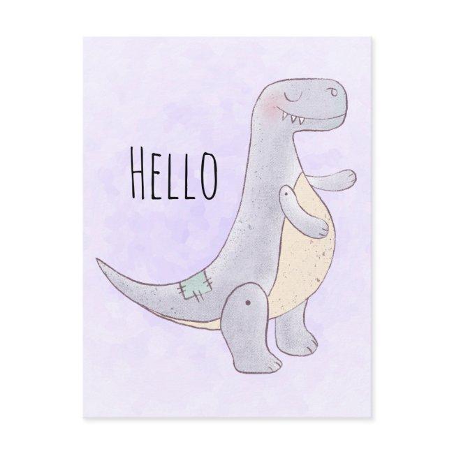 Cute Tyrannosaurus Rex Dinosaur Toy Hello Postinvitations