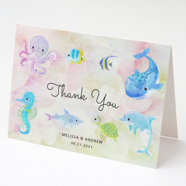 Cute Under The Sea Baby Shower Thank You Invitations
