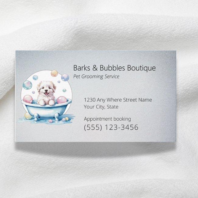 Cute White Dog In Bath Pet Grooming Professional Business Invitations