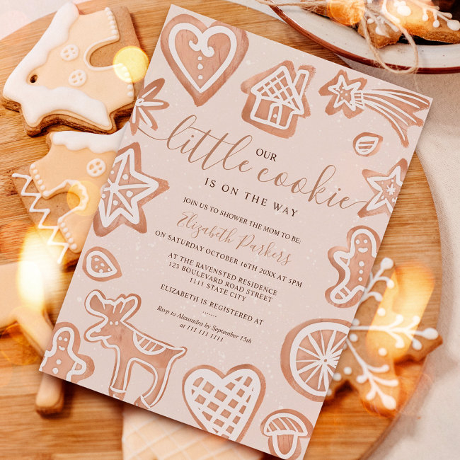 Cute Winter Christmas Little Cookie Baby Shower Invitation