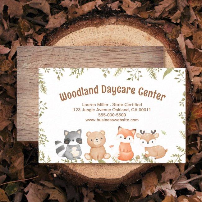 Cute Woodland Animal Child Daycare Service Business Invitations