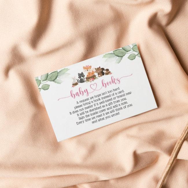 Cute Woodland Animal Pink Floral Book Request Invitations