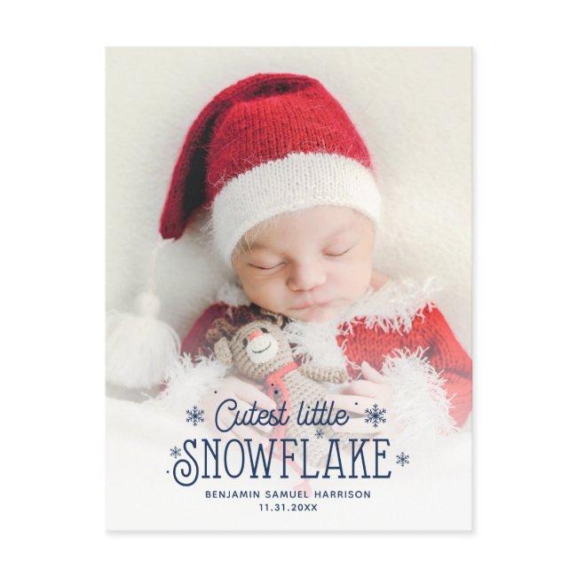 Cutest Little Snowflake Photo Birth Announcement