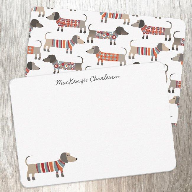 Dachshund Sausage Dog Personalized Stationery Note Invitations