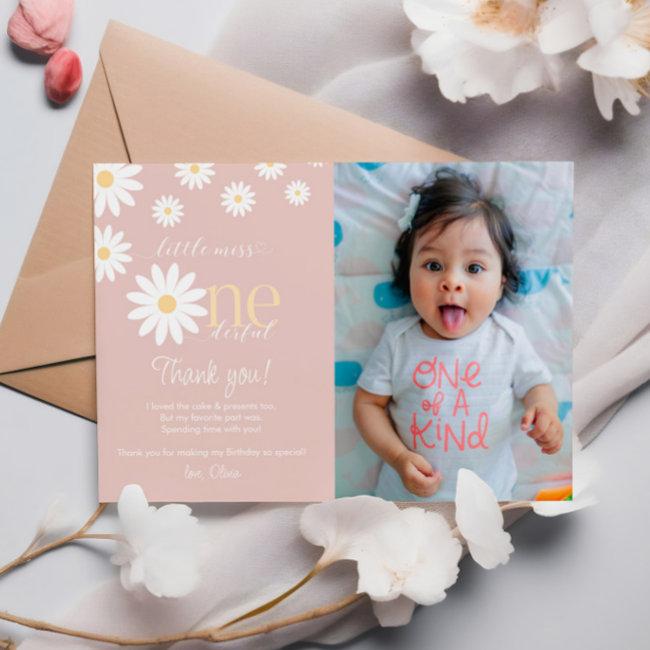 Daisy First Birthday Thank You Invitations Retro Daisy