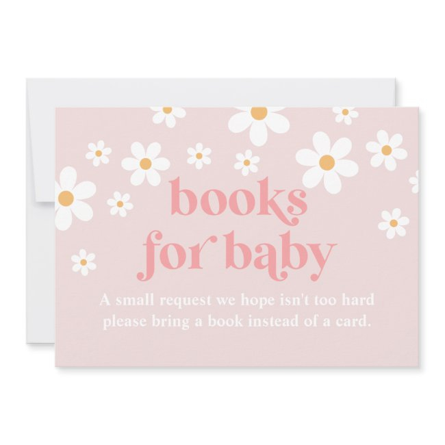 Daisy Pink Retro Baby Shower Books For Baby Invitations