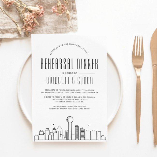 Dallas Rehearsal Dinner | City Skyline Invitation