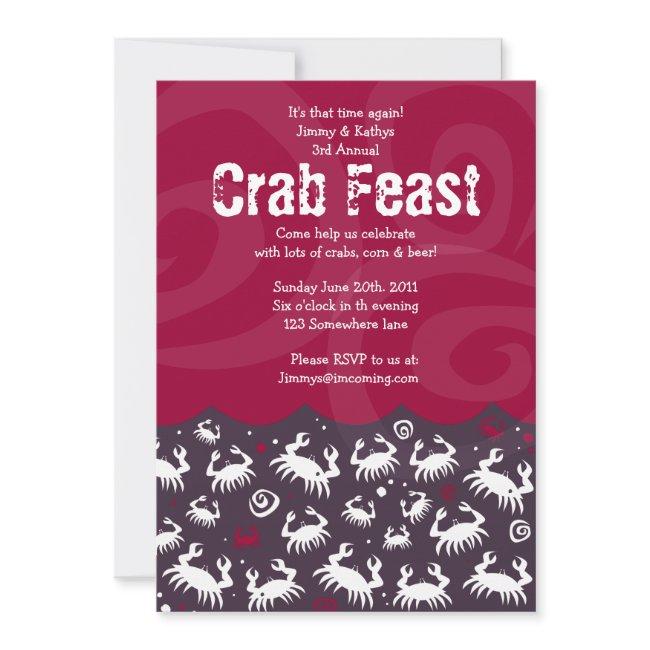 Dancing Crab Fest Feast Dinner Party Invitation