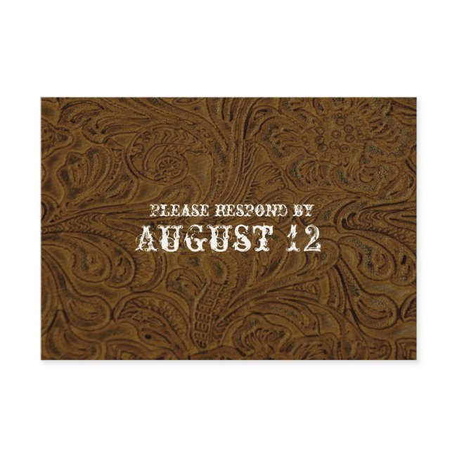 Dark Brown Leather Wedding Rsvp With Envelopes