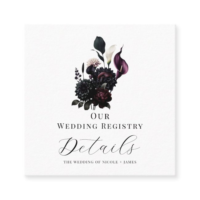 Dark Moody Romantic Floral Wedding Registry Qr Square Business Invitations