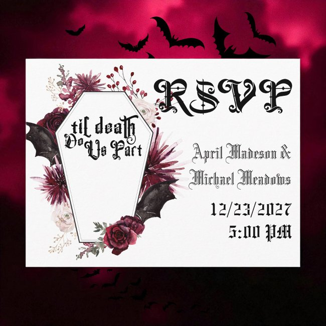 Dark Wedding Spider Web Coffin Gothic Wedding Rsvp Invitation Postinvitations