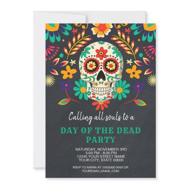 Day Of The Dead Halloween Party Invitation