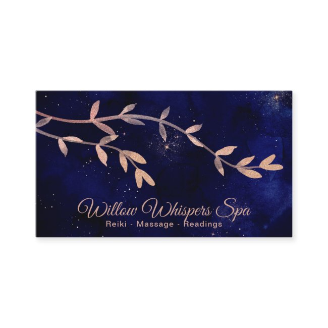 *~* Deep Blue Night Sky Botanical Willow Branch Business Invitations