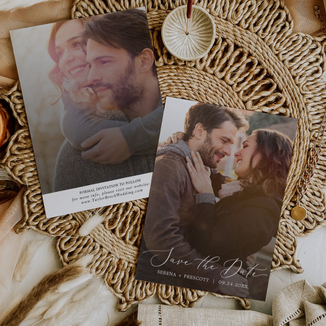 Delicate Dark Overlay Photo Template Save The Date