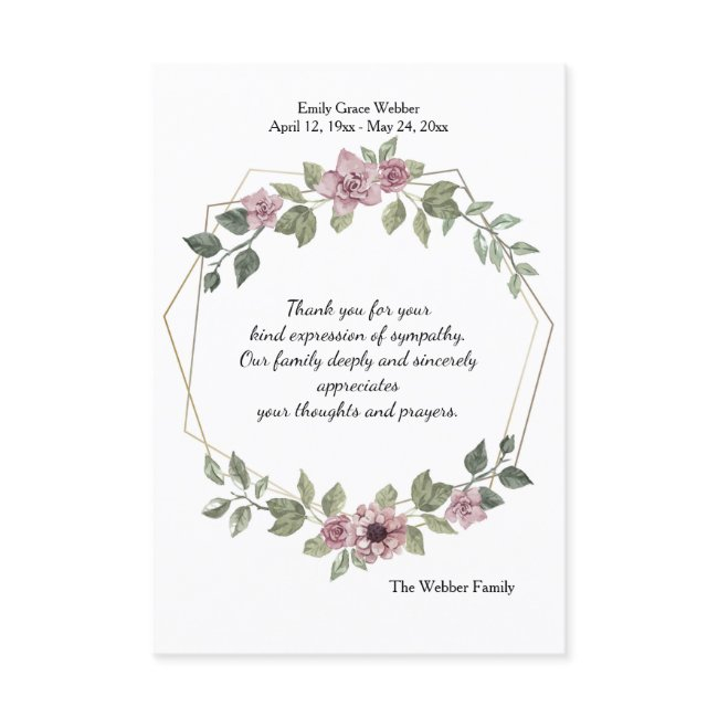Delicate Floral Sympathy Thank You Invitations