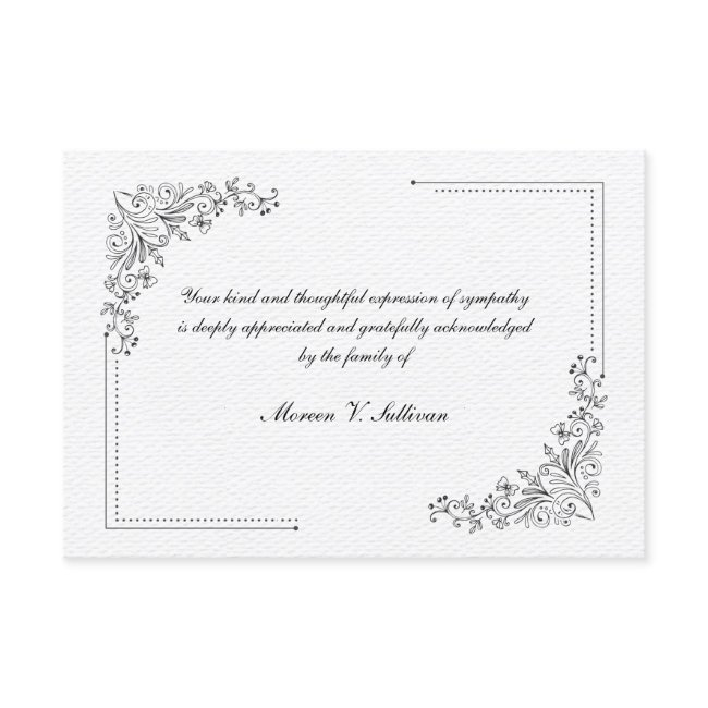 Delicate Hand-drawn Floral Sympathy Thank You Invitations