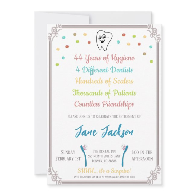 Dental Hygienist Retirement Celebration Invitation