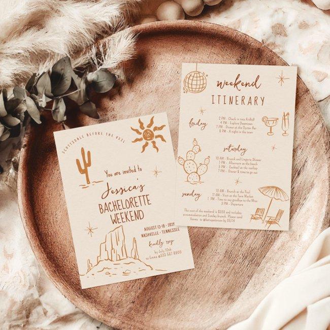 Desert Bachelorette Weekend Invitation Itinerary
