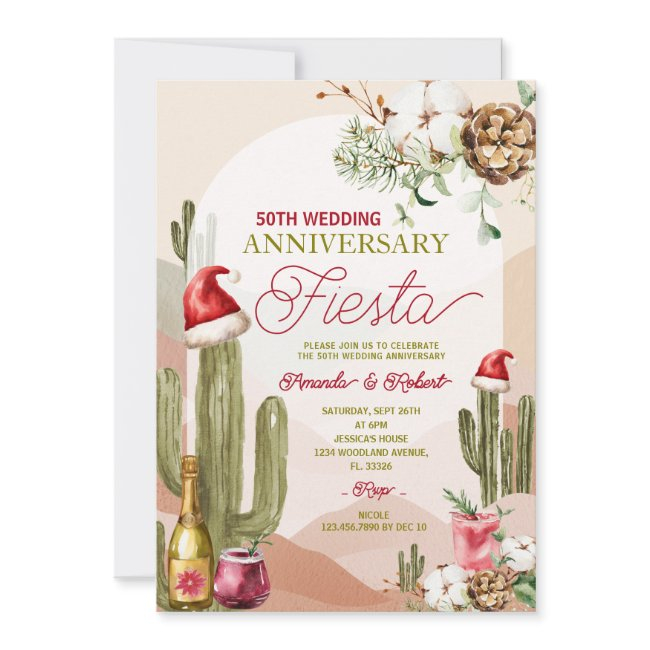 Desert Christmas 50th Wedding Anniversary Fiesta Invitation