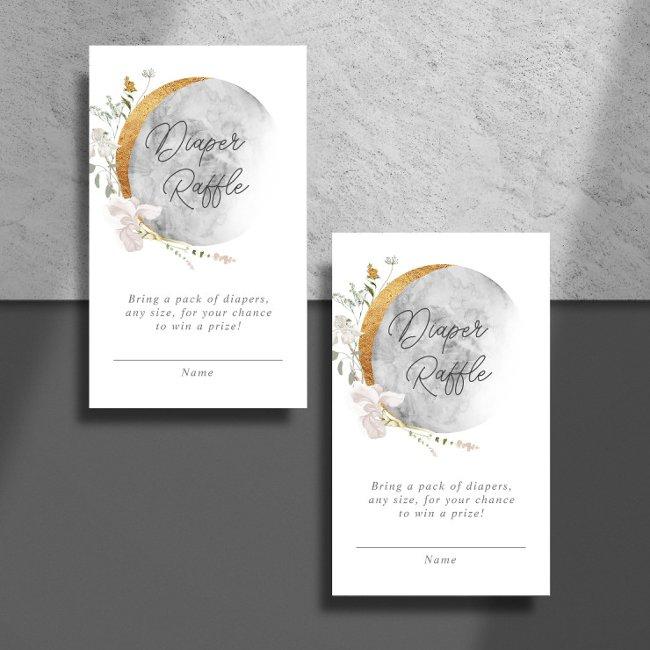 Diaper Raffle Boho Floral Moon Baby Shower Enclosure Invitations