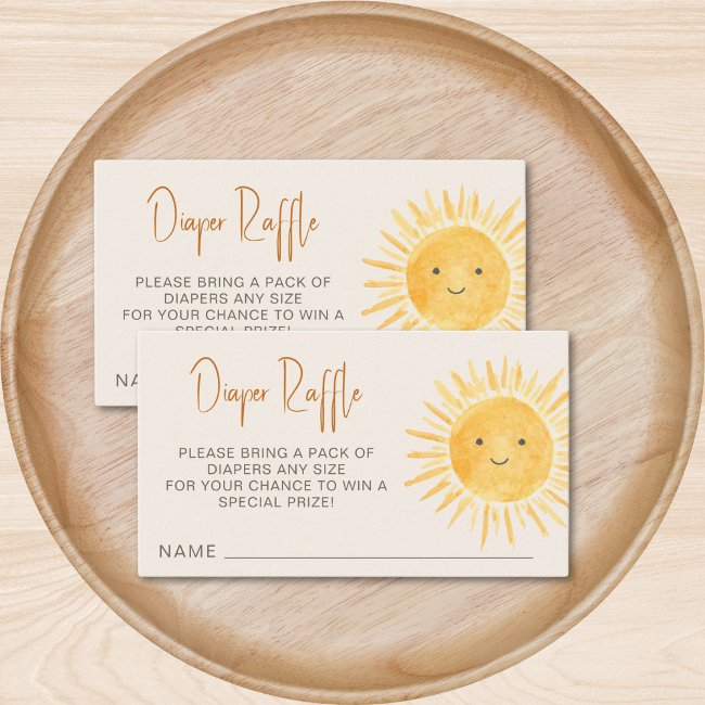 Diaper Raffle Boho Sunshine Baby Shower Enclosure Invitations