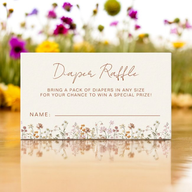 Diaper Raffle Wildflower Terracotta Baby Shower Enclosure Invitations