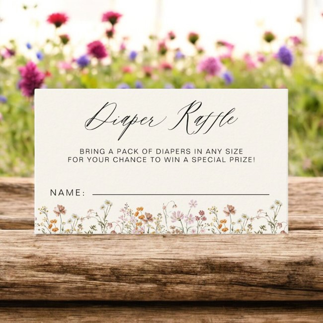 Diaper Raffle Wildflower Terracotta Baby Shower Enclosure Invitations