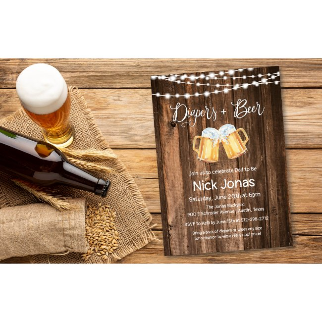Diapers And Beer Dad Shower Party Invitation