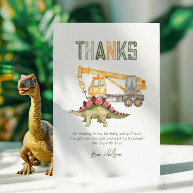 Dino Construction Party Thank You Invitations