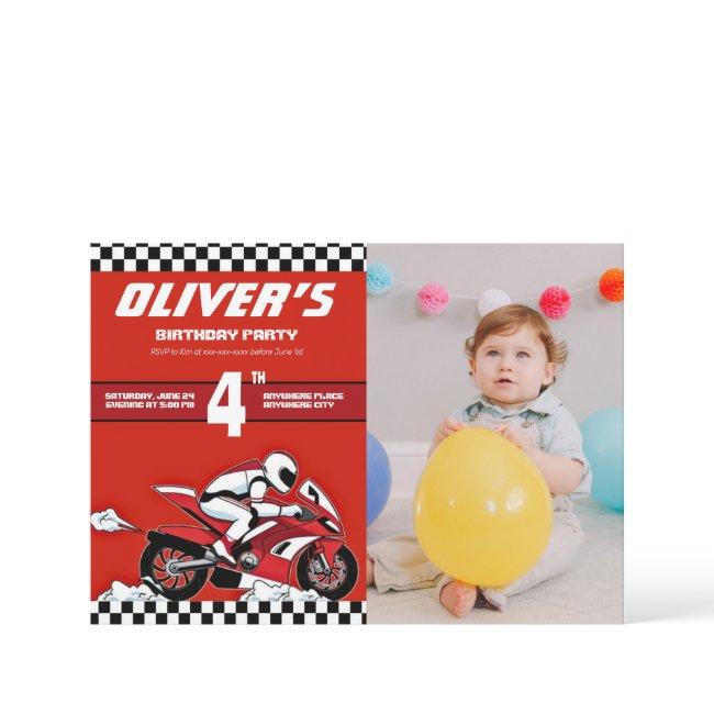 Dirt Bike Motocross Racing Boy Photo Birthday Invitation