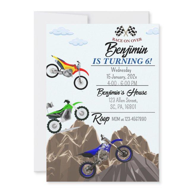 Dirt Bike/ Motorcycle Birthday Party Invitation