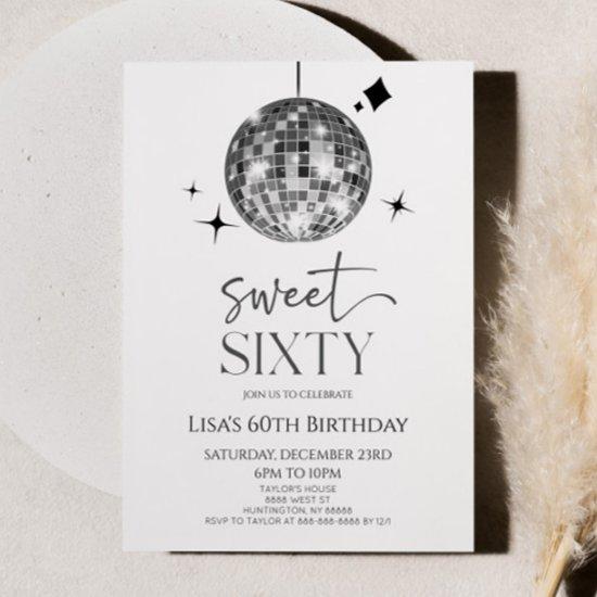 Disco Ball Sweet Sixty 60th Birthday Party Invitation