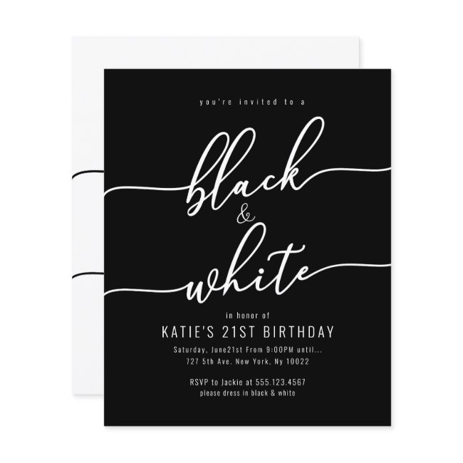 Discount Adult, Black And White Party Invitations