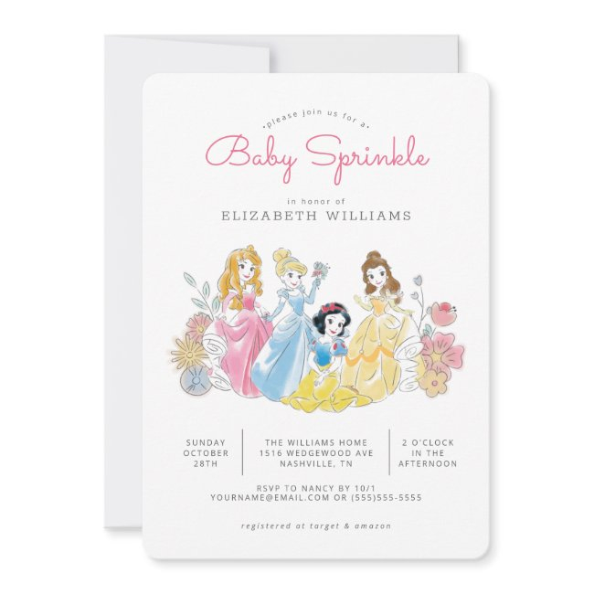 Disney Princess Floral | Girl Baby Sprinkle Invitation