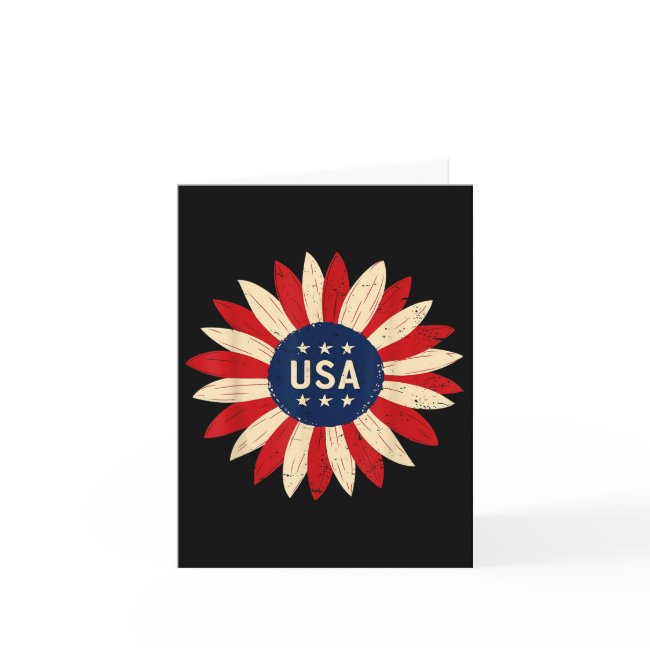 Distressed Patriotic Sunflower Usa Flag 4th Of Jul Invitations