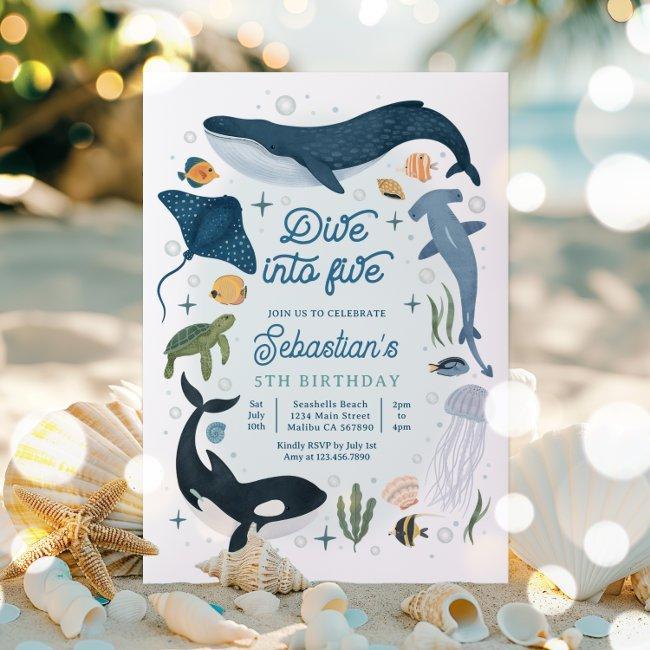 Dive Into Five Under The Sea 5th Birthday Invitation
