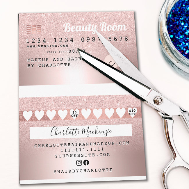 Diy Credit Invitations Rose Gold Metallic Glitter Loyalty