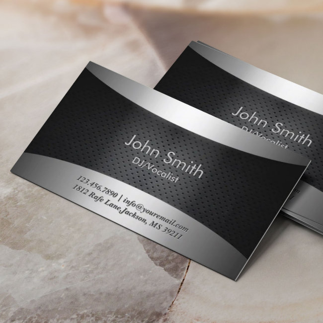 Dj Deejay Cool Black Carbon Modern Metal Business Invitations