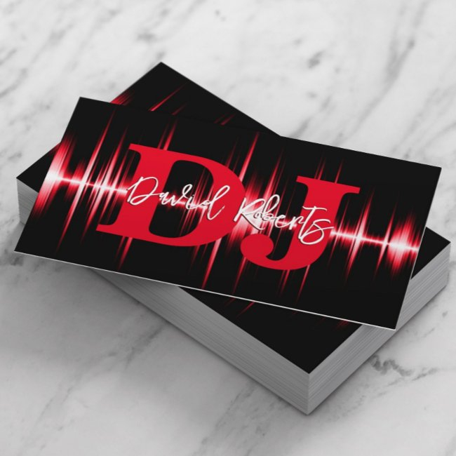 Djs Professional Sound Wave Bold Red Business Invitations