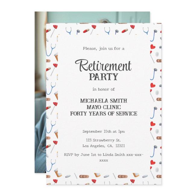 Doctor Nurse Retirement Photo Party Invitation