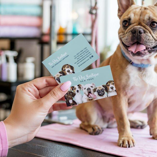 Dog Grooming Boutique Pet Sitter Cute Puppy Script Business Invitations